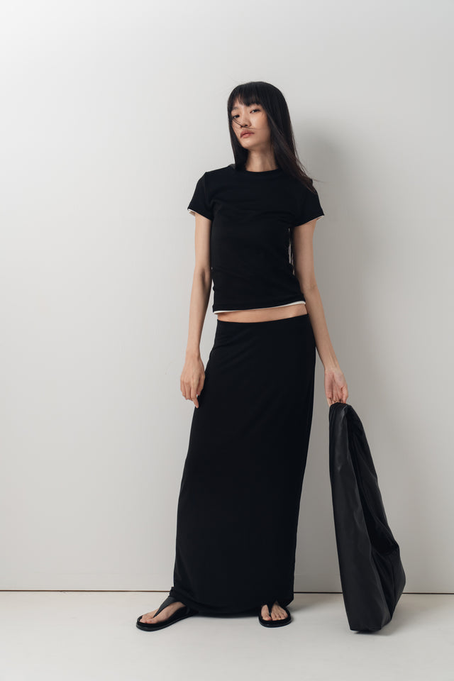 夏日舒彈修身tee (黑)