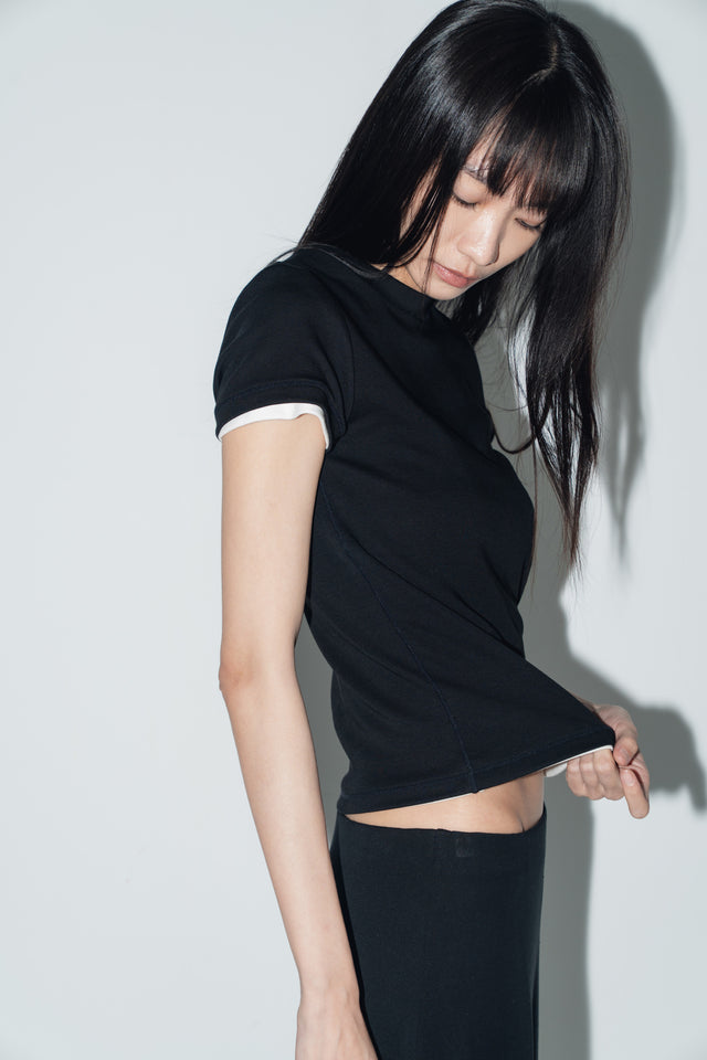夏日舒彈修身tee (黑)