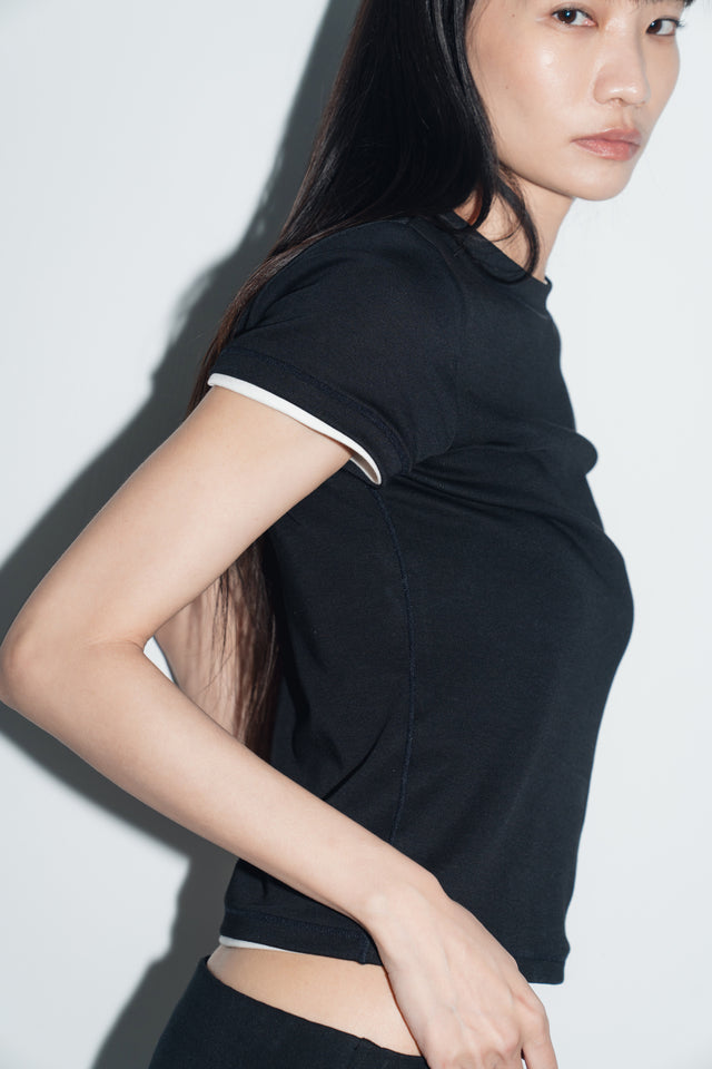 夏日舒彈修身tee (黑)