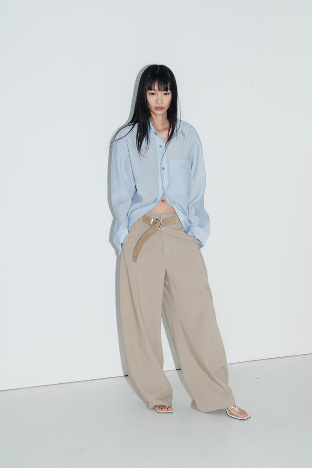 清透紋理鬆身襯衫 (水藍)