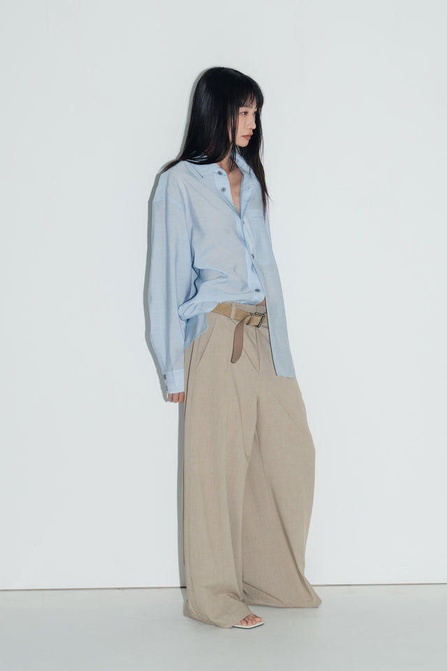 清透紋理鬆身襯衫 (水藍)