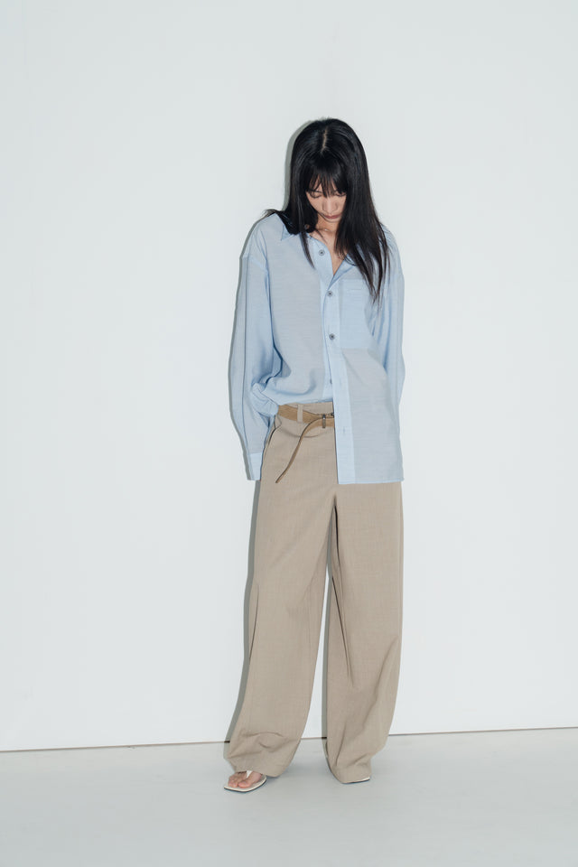 清透紋理鬆身襯衫 (水藍)