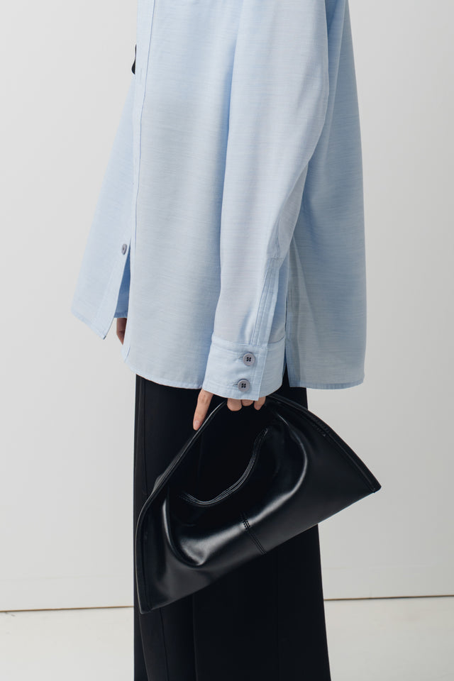 清透紋理鬆身襯衫 (水藍)