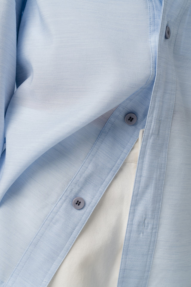 清透紋理鬆身襯衫 (水藍)