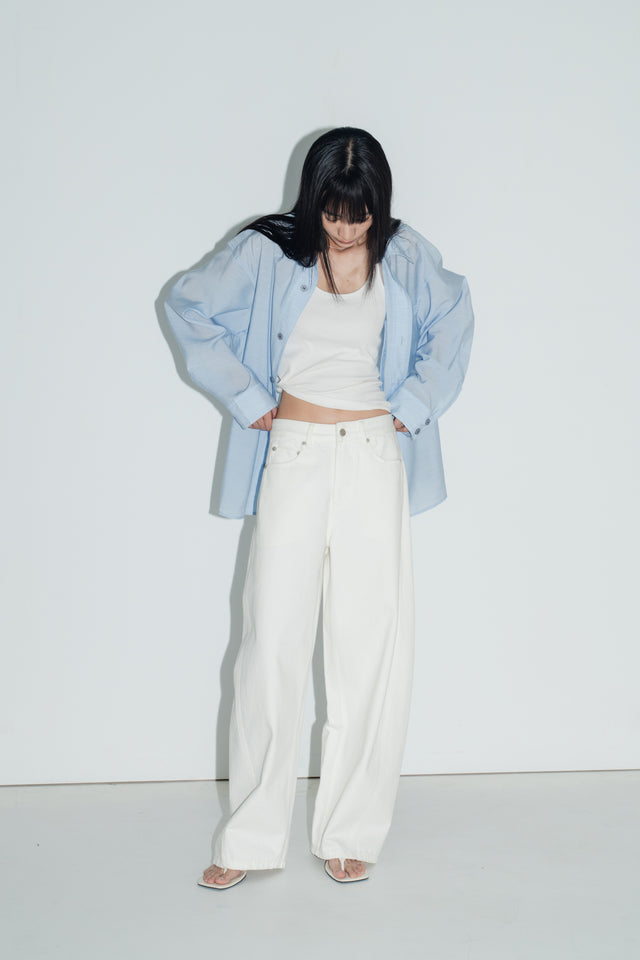 清透紋理鬆身襯衫 (水藍)