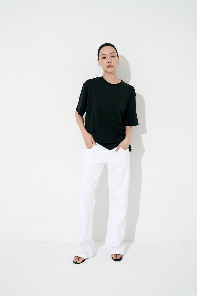 Unisex 精梳棉直身爽滑Tee (黑)