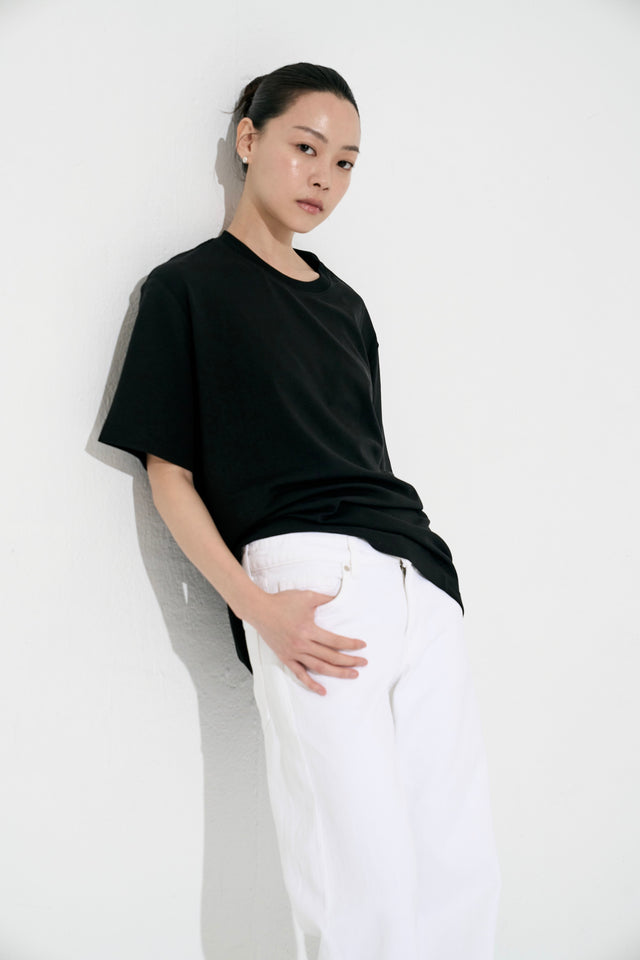 Unisex 精梳棉直身爽滑Tee (黑)