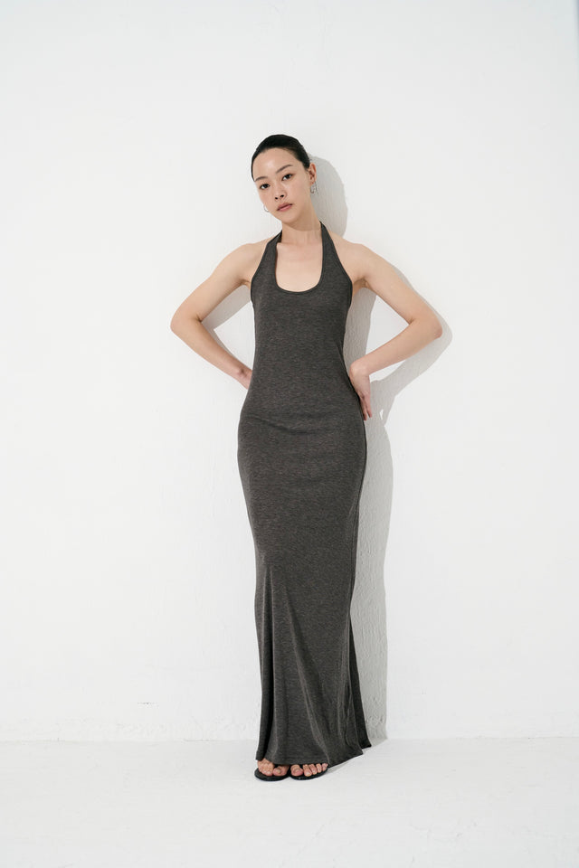 2-way halter neck dress (heather gray)