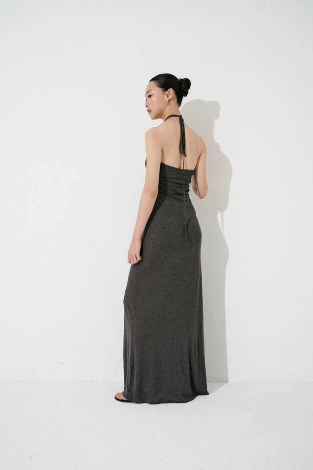 2-way halter neck dress (heather gray)