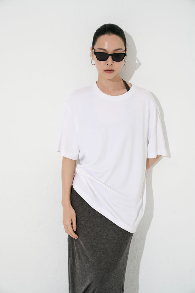 Unisex 精梳棉直身爽滑Tee (白)