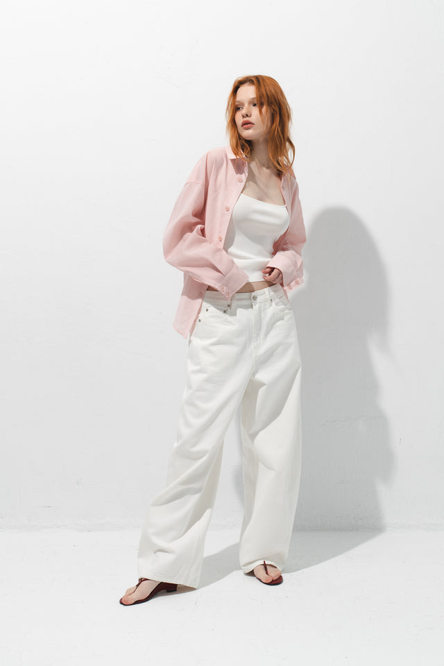 極細一字美肩針織背心 (白)