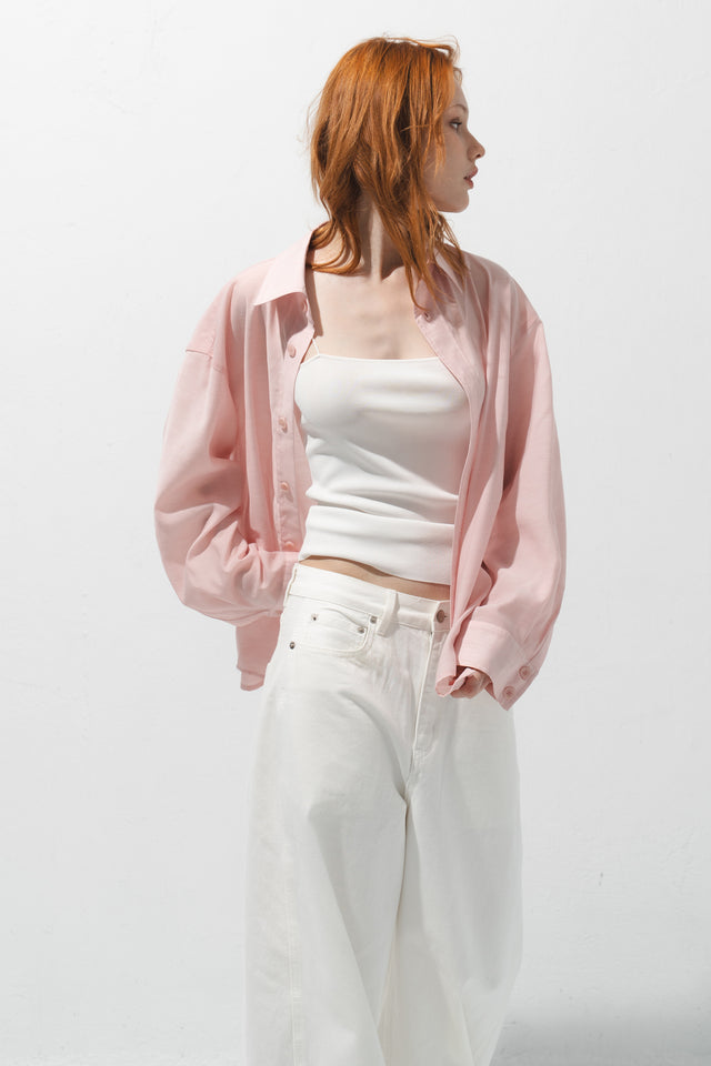 極細一字美肩針織背心 (白)