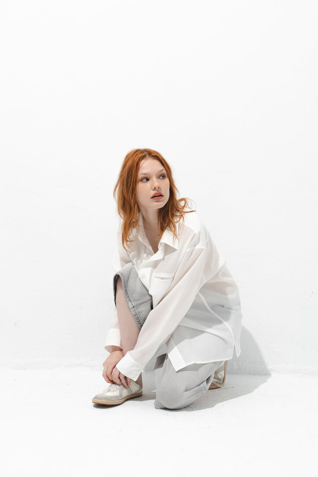 率性低腰七分丹寧褲 (淺灰)