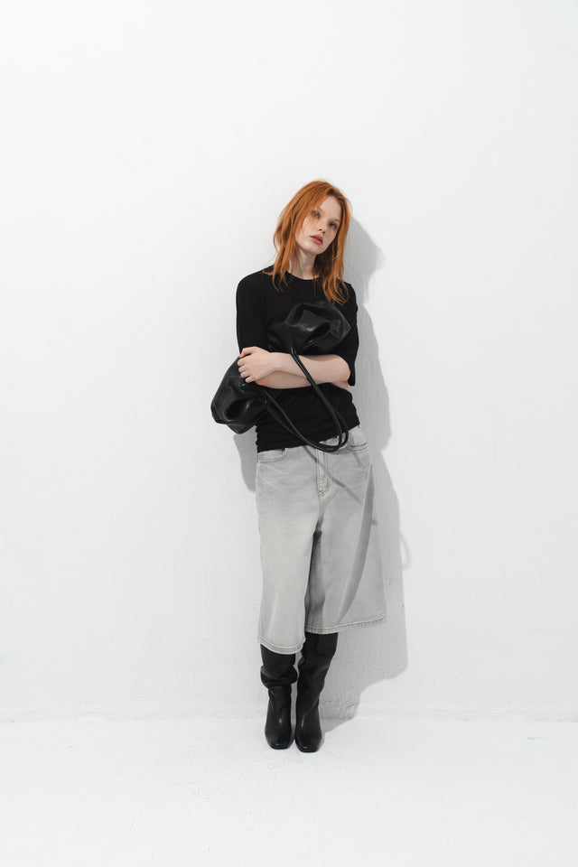 率性低腰七分丹寧褲 (淺灰)