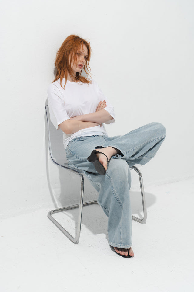 雕塑感堆襬Tee (白)