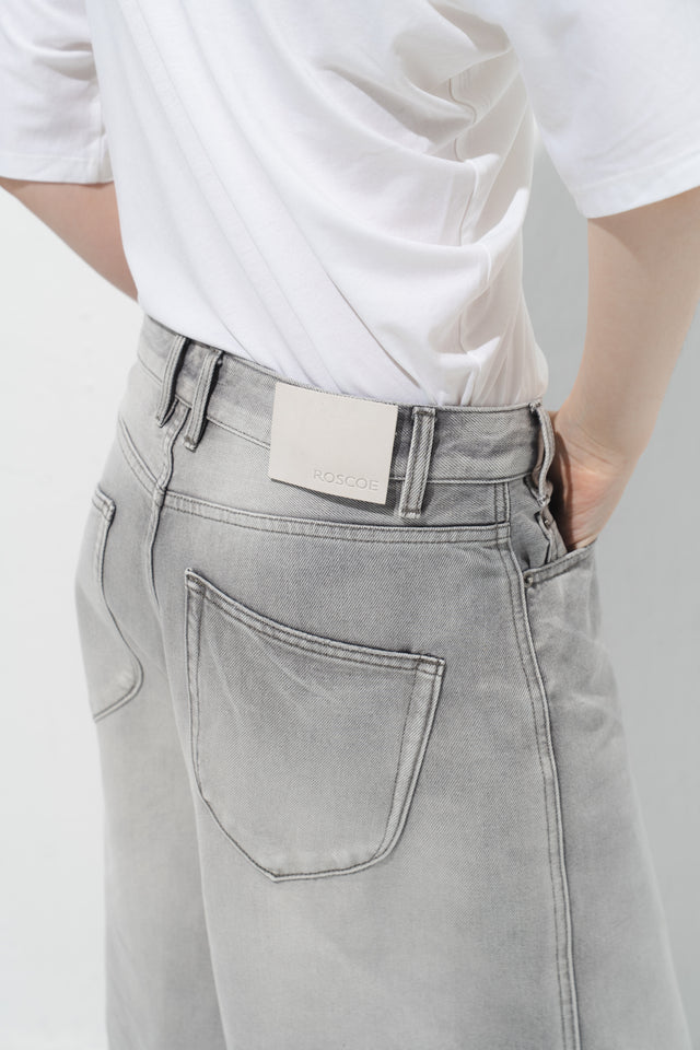 率性低腰七分丹寧褲 (淺灰)