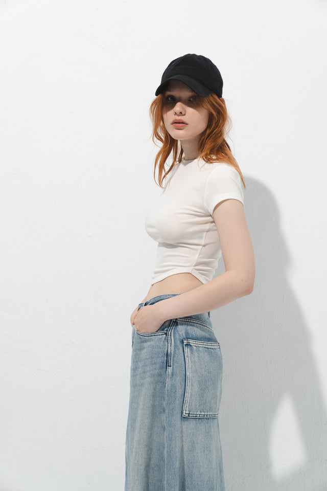 天絲弧襬Tee (白)