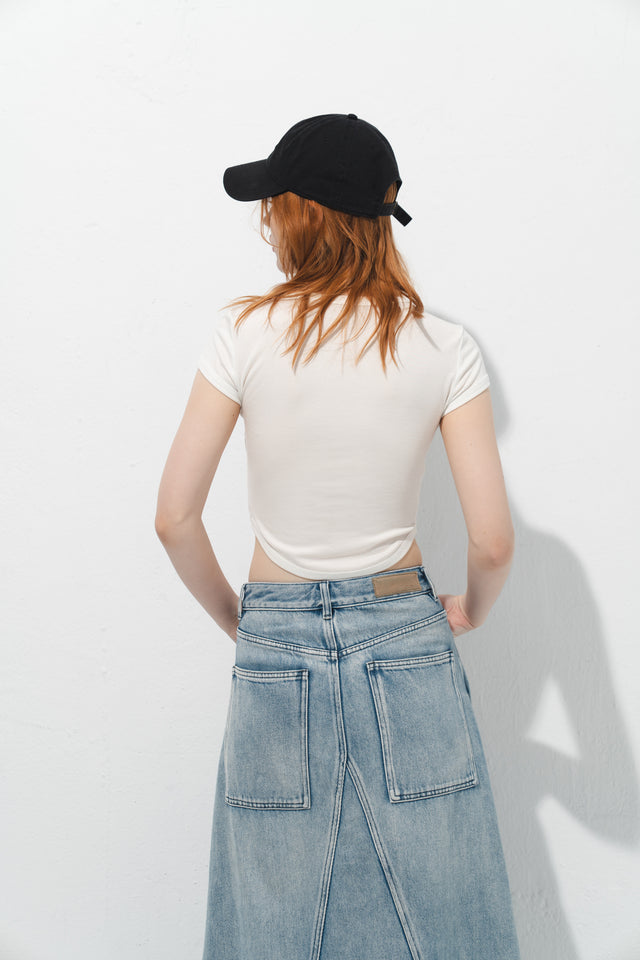 天絲弧襬Tee (白)