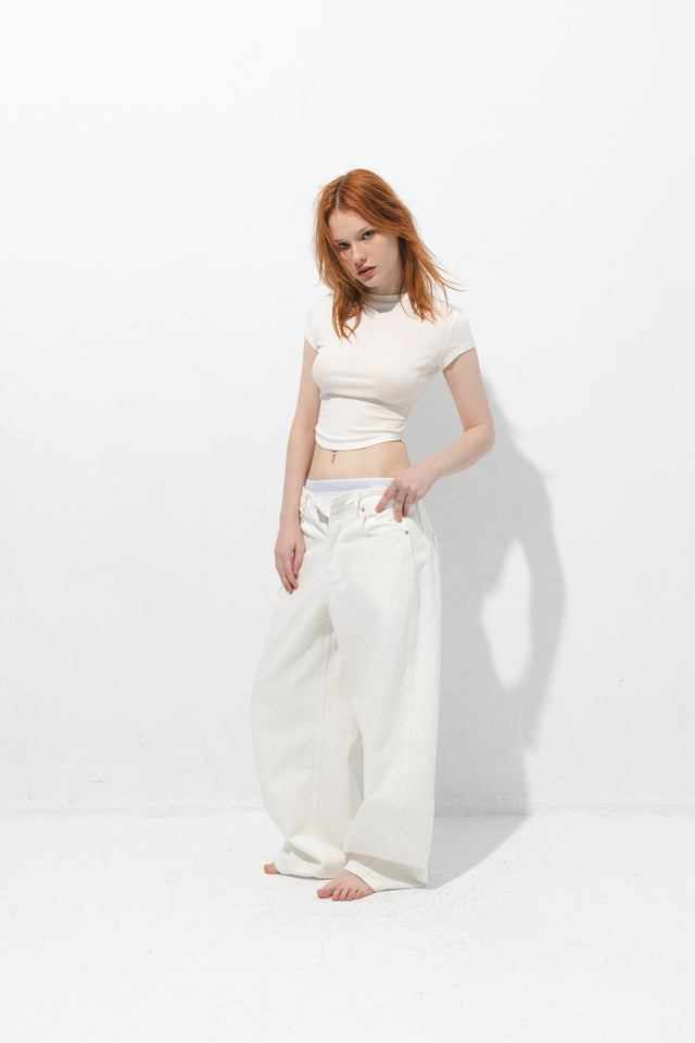 天絲弧襬Tee (白)