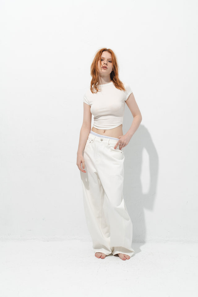 天絲弧襬Tee (白)