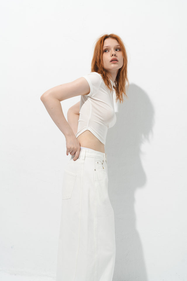 天絲弧襬Tee (白)