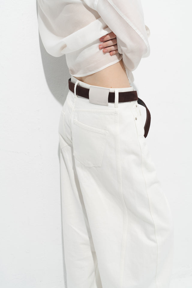 Ultra Soft 挺質立裁彎刀丹寧褲 (白)