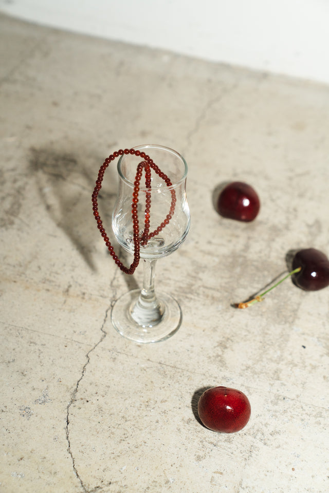 天然瑪瑙鎖骨鍊 (紅)