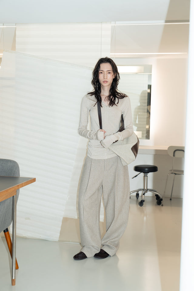 天絲羊毛拉鏈連帽衫 (燕麥)