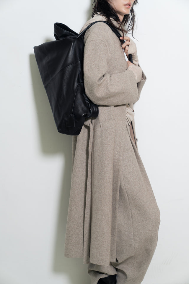 風衣式長版羊毛大衣 (裸麥)