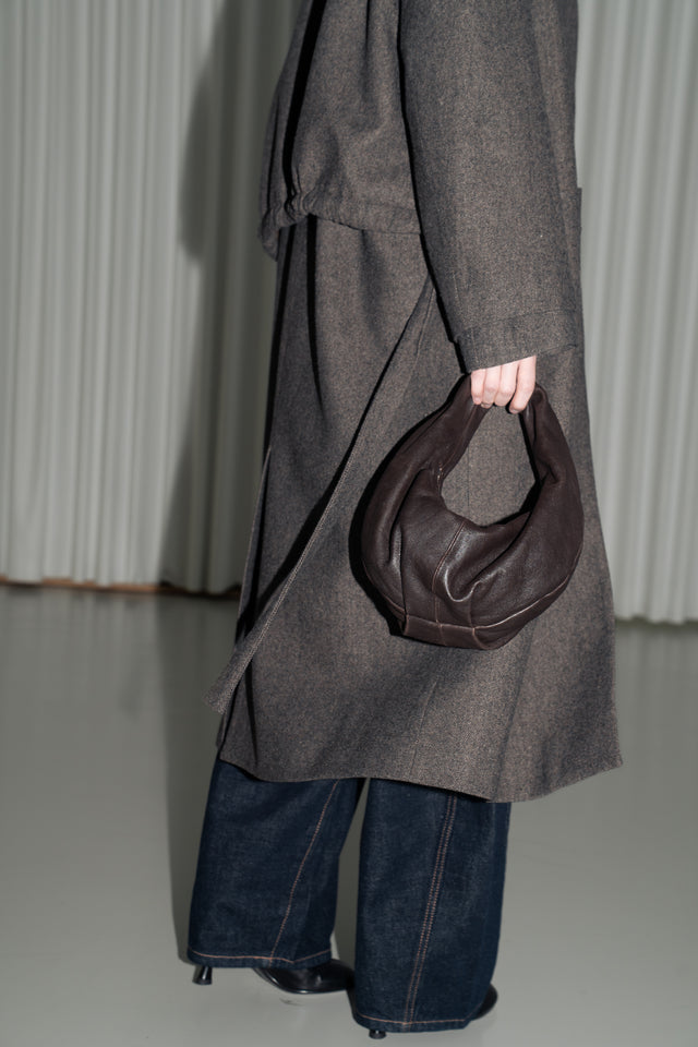 風衣式長版羊毛大衣 (褐棕)