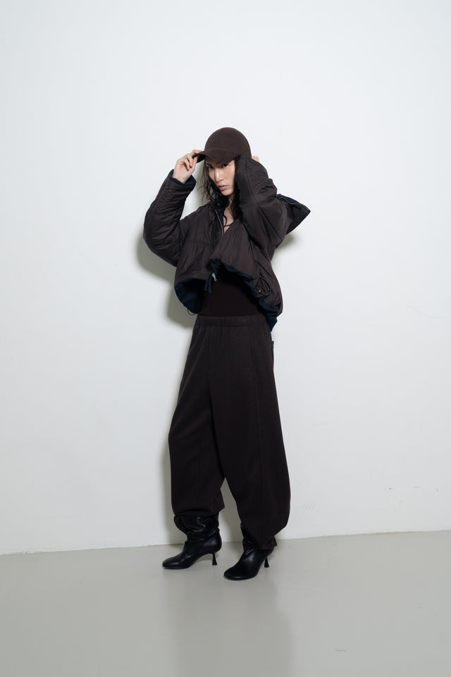 超舒適垂感剪裁休閒褲 (深棕)