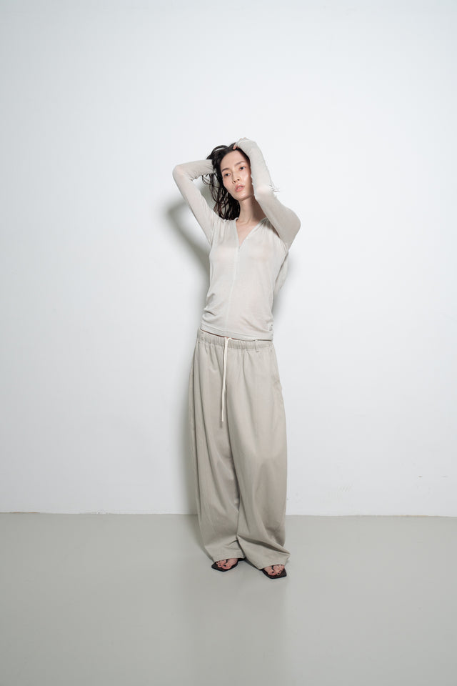 天絲羊毛拉鏈連帽衫 (青蘊灰)