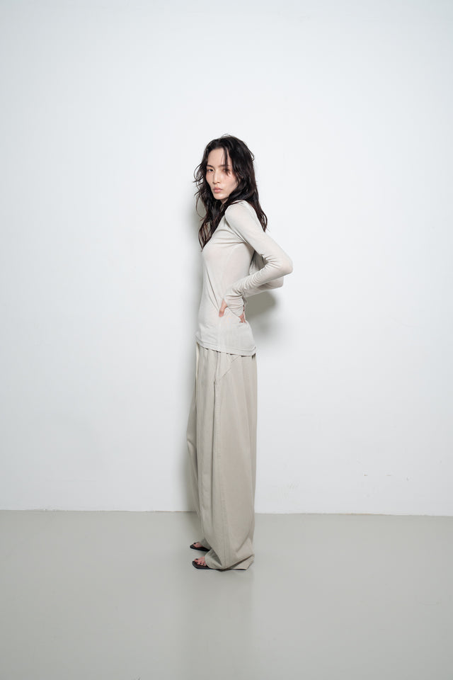 天絲羊毛拉鏈連帽衫 (青蘊灰)