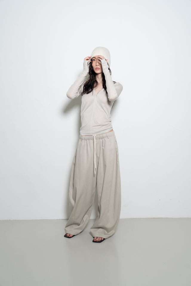 天絲羊毛拉鏈連帽衫 (青蘊灰)