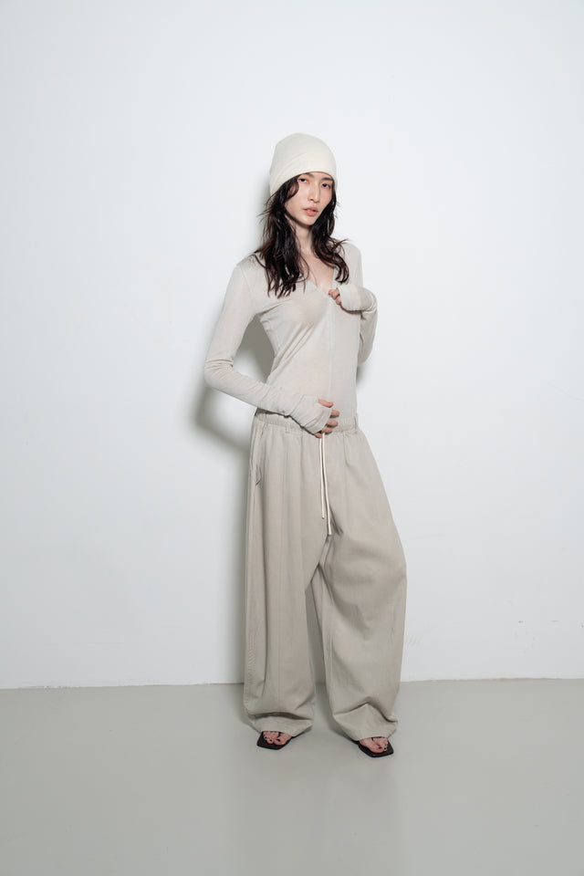 天絲羊毛拉鏈連帽衫 (青蘊灰)