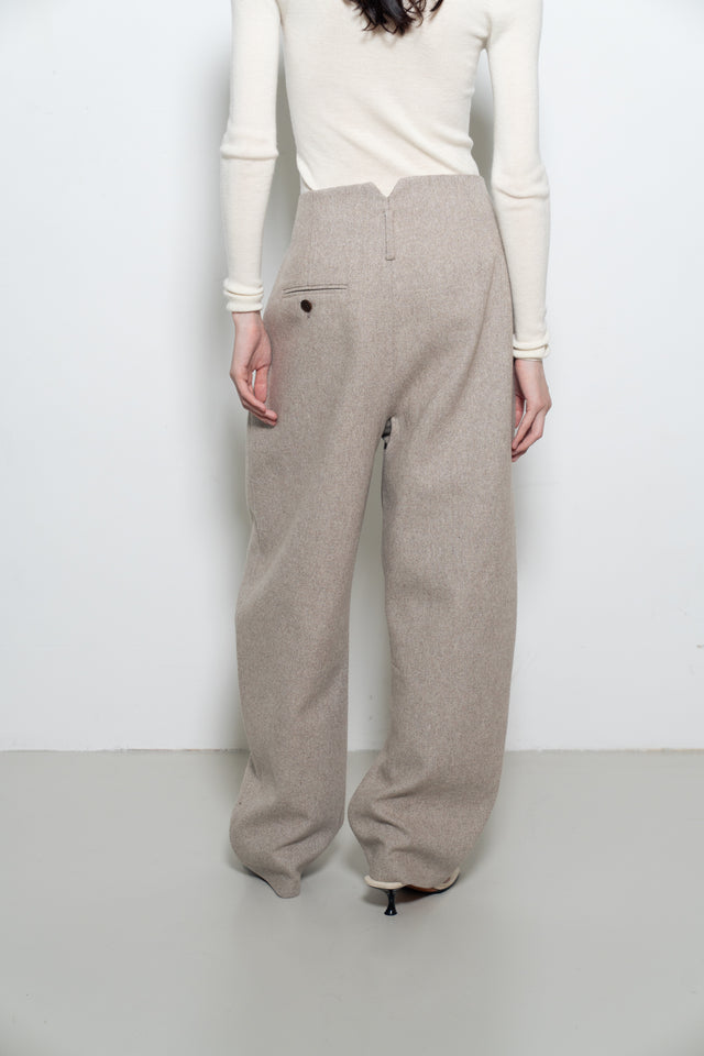 打褶羊毛錐形西褲 (裸麥)