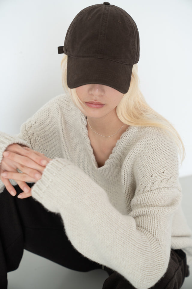 麻花領鬆軟大毛衣 (灰米)