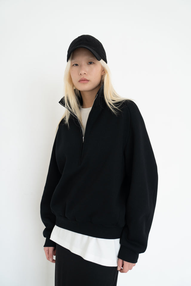 Unisex Soft Fleece Sweatshirt with 3D Shoulder Cut (Black)
