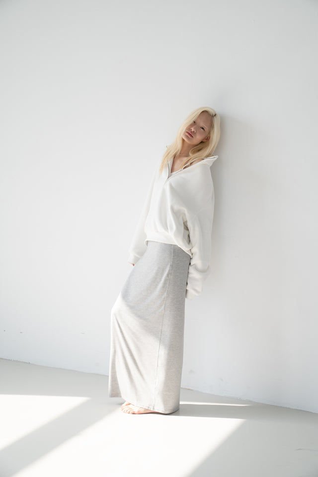 Unisex Soft Fleece Sweatshirt with 3D Shoulder Cut (White)