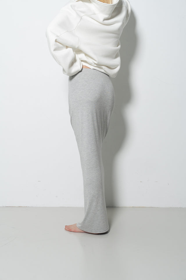 雙層霧絨彈力直筒裙 (淺灰)