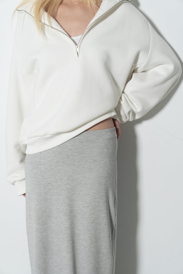 雙層霧絨彈力直筒裙 (淺灰)