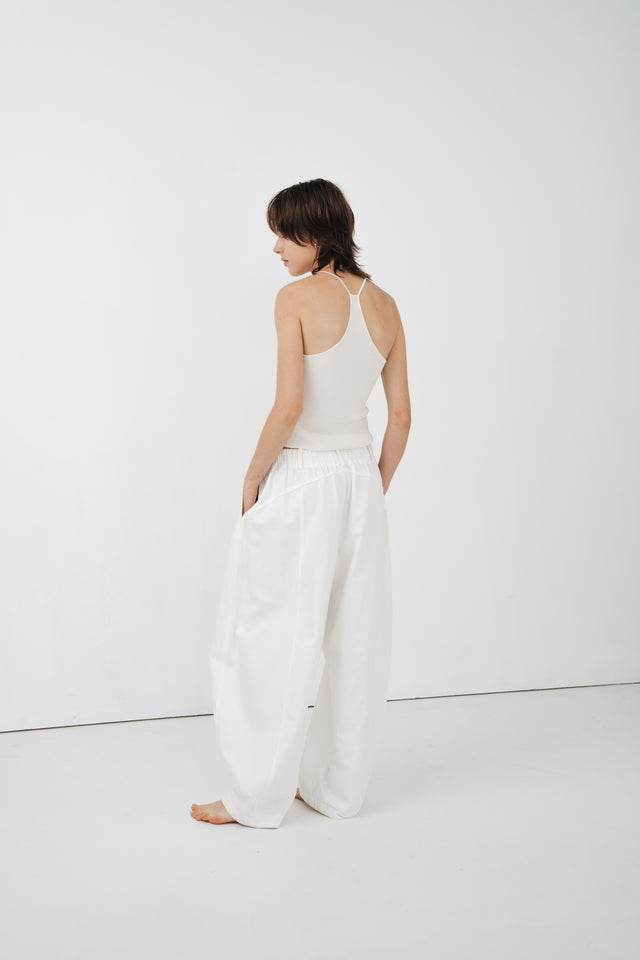 Unisex 天絲棉涼爽廓型寬褲 (柔白)