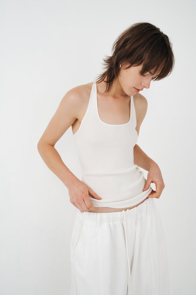 Unisex 天絲棉涼爽廓型寬褲 (柔白)