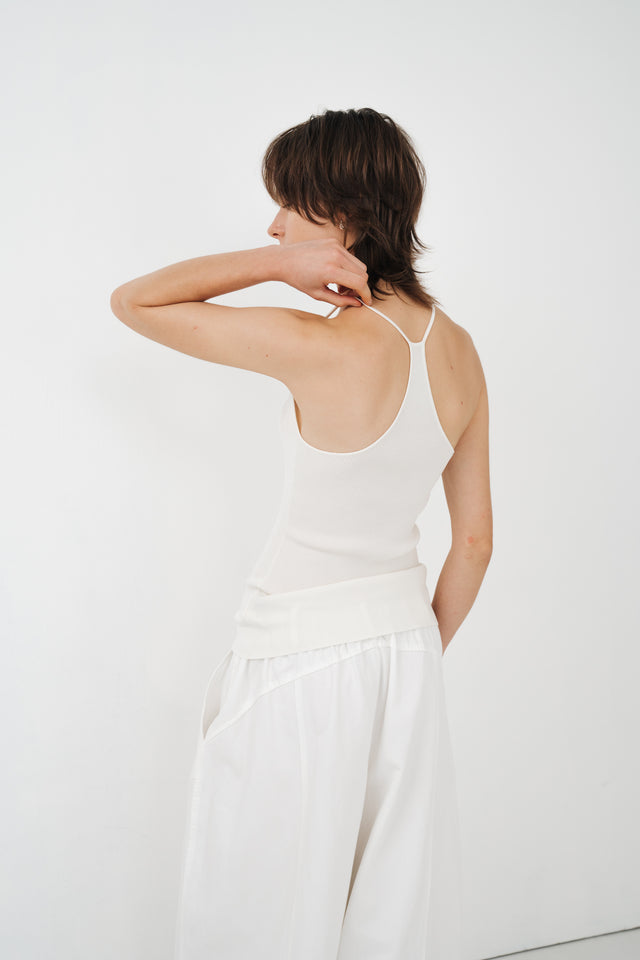 Silk Knit Y字美背涼爽針織背心 (白)