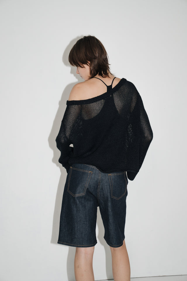 Silk Knit Y字美背涼爽針織背心 (黑)