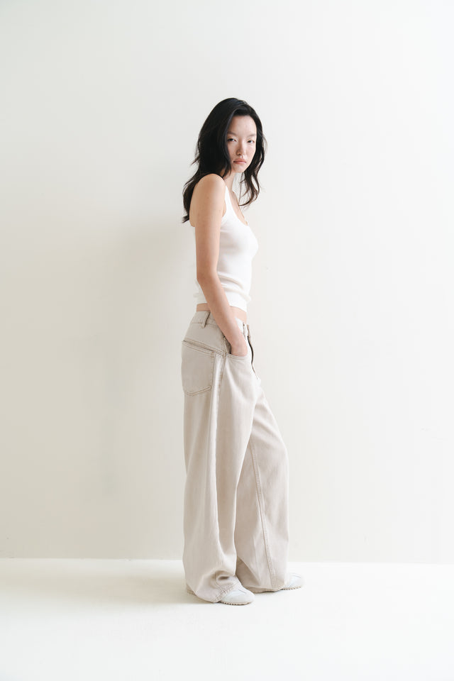 Silk Knit 寬邊大方領涼爽針織背心 (白)