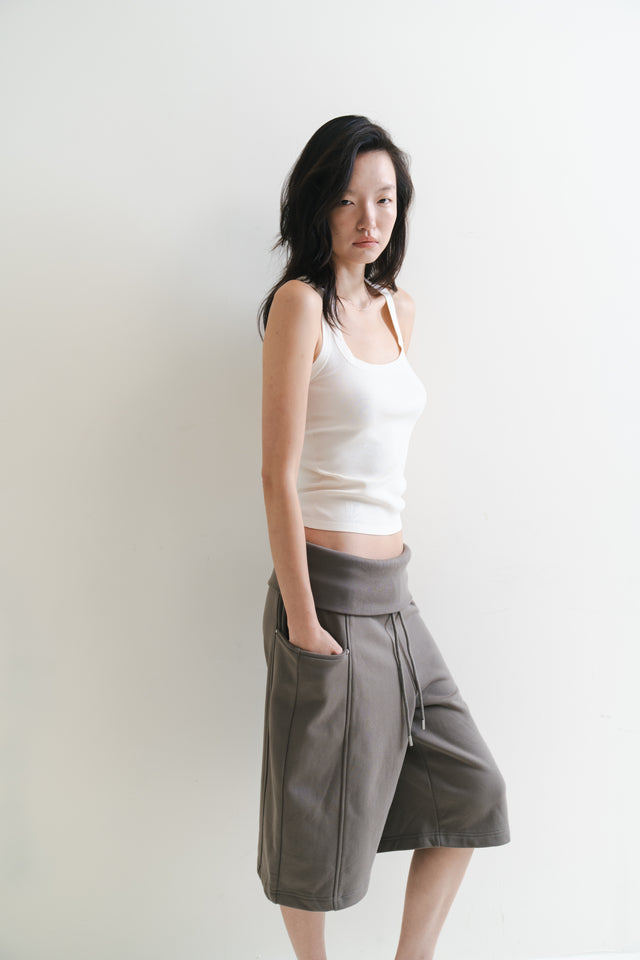 Silk Knit 寬邊大方領涼爽針織背心 (白)