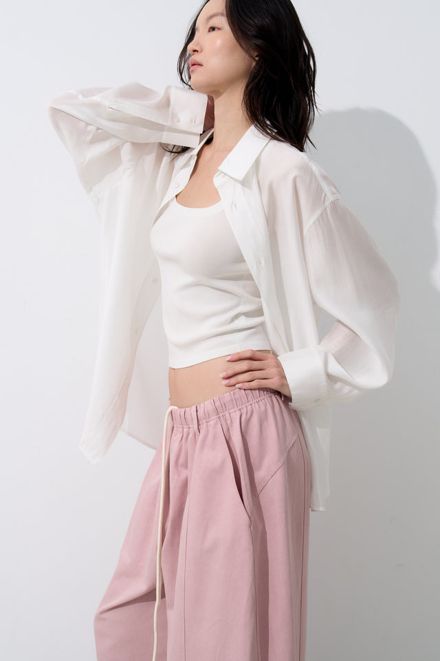Unisex Tencel Cotton Cool Wide-Leg Pants (Azure Grey & Soft White)