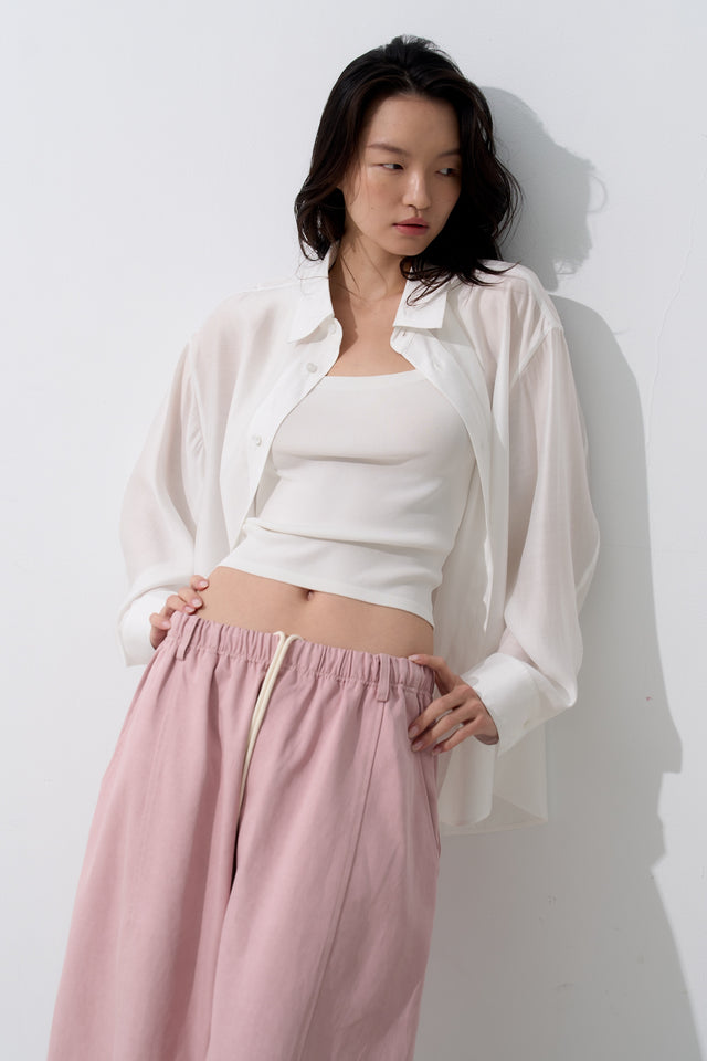Unisex Tencel Cotton Cool Wide-Leg Pants (Azure Grey & Soft White)
