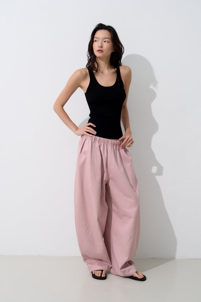 Unisex Tencel Cotton Cool Wide-Leg Pants (Azure Grey & Soft White)